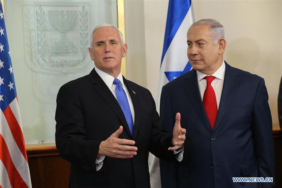 MIDEAST-JERUSALEM-NETANYAHU-PENCE-MEET