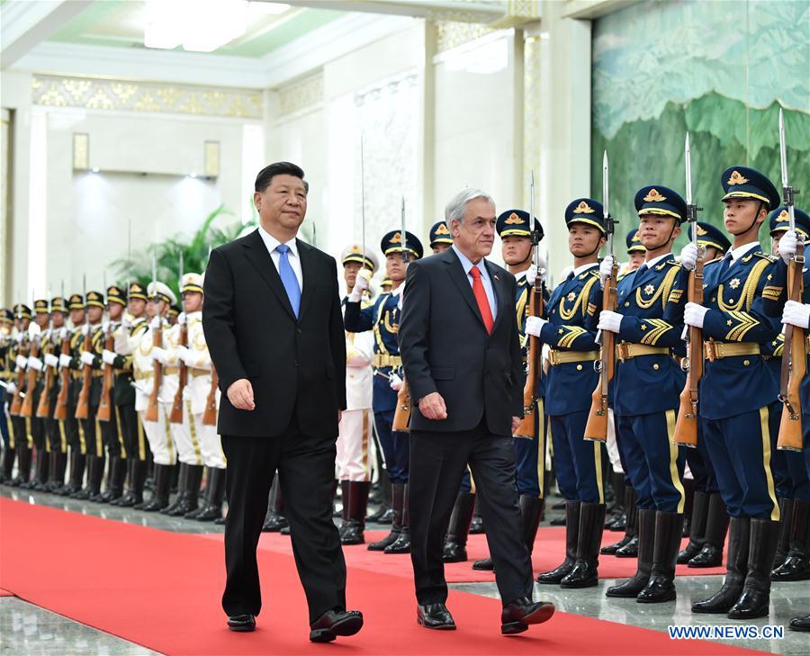 (BRF)CHINA-BEIJING-BELT AND ROAD FORUM-XI JINPING-CHILEAN PRESIDENT-TALKS (CN)