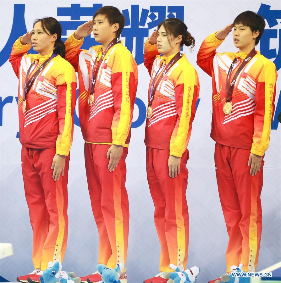 (SP)CHINA-WUHAN-7TH MILITARY WORLD GAMES-SWIMMING-WOMEN'S 4X100M FREESTYLE RELAY FINAL(CN)